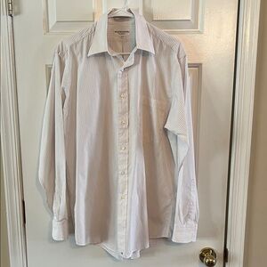 Hathaway Men's White Striped Dress Shirt
